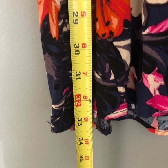 Maeve Anthropologie Dress XS Navy Blue Floral 3/4 Sleeves Pockets - Picture 4 of 8